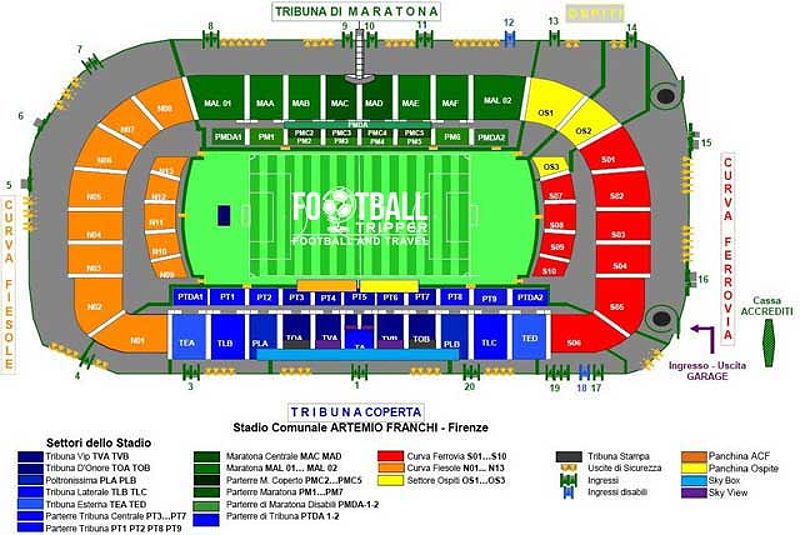 Sơ đồ chỗ ngồi tại Stadio Artemio Franchi